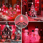 Accessory Cord with One LED Light Bulb - 6ft Cord with On/Off Switch for Valentine's Day Pumpkin, DIY Craft Projects, Paper Lantern Valentine's Day Decoration, Village House, 2 Pack, Pink