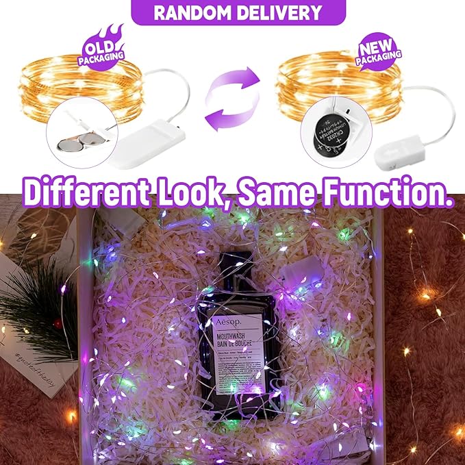 6 Pack Fairy Lights Battery Operated Lights, 7ft 20 Led Multicolor Mini String Lights, Waterproof Silver Wire Starry for Mason Jars Wedding Party Centerpiece Table Christmas