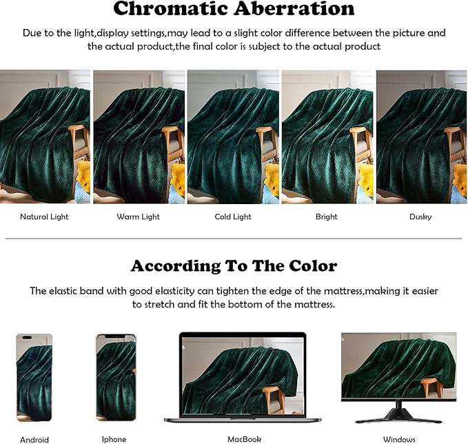 NEWCOSPLAY Super Soft Queen Blanket Forest Green Premium Silky Flannel Fleece Leaves Pattern Lightweight Bed Blanket All Season Use (Forest Green, Queen(90"x90"))