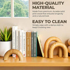Leia's Store Decorative Wooden Arches & Tray Set – Neutral Coffee Table Decor, Rustic Bookshelf Styling, Boho Scandinavian Farmhouse Accents, Minimalist Aesthetic Wooden Sculptures (4 pcs)