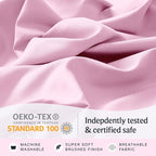 LuxClub 5 PC Sheet Set Bed Sheets Deep Pockets 16" Eco Friendly Wrinkle Free Cooling Machine Washable Hotel Bedding Silky Soft - Powder Pink Split King