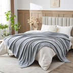 NEWCOSPLAY Super Soft Queen Blanket Grey Premium Silky Flannel Fleece Leaves Pattern Lightweight Bed Blanket All Season Use (Grey, Queen(90"x90"))