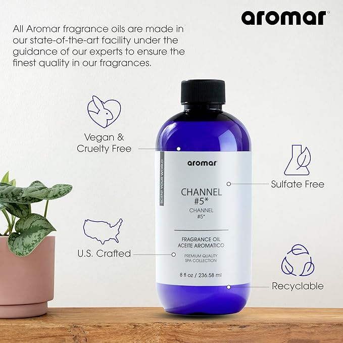 AROMAR Premium Fragrance Oil - Essential Oil for Diffusers & Home Aromatherapy - Channel #5-8oz