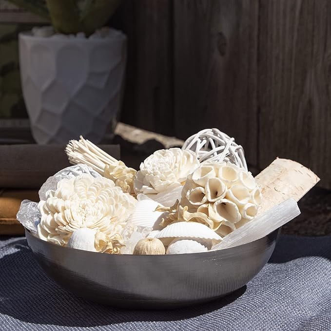ANDALUCA 20 oz Botanical Crystal Potpourri Bag & Fragrance Vial Included Selenite Crystals, Scented (White Selenite Sandalwood)