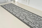 Custom Length Cut to Size Tribal Ethnic Southwestern Inspired Hallway Runner Rug, Non Slip Rubber Backed, 31 inch Wide X Customized Length, Mayan Grey, 31 inch X 10 feet