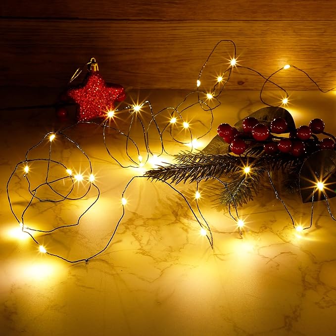 Twinkle Star, 4 Inches Indoor Outdoor, LED String Light Dimmable Control Starry Green Wire Lights Home Lighting Bedroom Wedding X-mas Party Decoration, Warm White