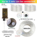 OMIKA Connectable 66ft 800LED Rope Lights for Outside, Multicolor LED Rope Lights Plug in with Remote Timer, 8 Lighting Modes, Outdoor Rope Lights Waterproof for Party, Christmas Decorations
