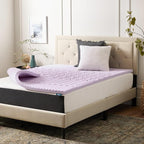 LUCID Lavender Infused 2 Inch Memory Foam Mattress Topper with 5 Zones – Full Size – Plush Feel – CertiPUR Certified – Dorm Room Essentials