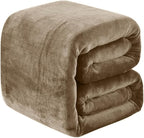Fleece Blankets for All Season - Premium Lightweight Anti-Static Throw for King Size Bed Extra Soft Brush Fabric Warm Sofa Thermal Blanket 90" x 108"(Taupe)