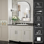 24X36 Inch LED Bathroom Mirror with Lights,Black Frame Lighted Irregular Wall Mirror,Asymmetrical Vanity Mirror,Anti-Fog,Dimmable