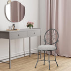 Hillsdale O'Malley Vanity Stool with Spiral Pattern Design, Metallic Gray Fabric