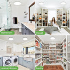 zemty LED Ceiling Light Flush Mount Super Slim 9 Inch 24W 2400lm Ceiling Lights with 3 Color Temperature in One 3000k/4500k/6000K - Round Flat Light Fixture for Kitchen Hallway (1Pack, White)