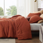 Bedsure Queen Comforter Set - Burnt Orange Soft Bedding for All Seasons, Cationic Dyed Bed Set, 3 Pieces, 1 Queen Size Comforter (90"x90") and 2 Pillow Shams (20"x26"+2")
