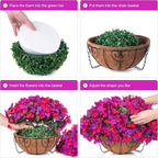 Artificial Hanging Flowers Plant with Basket for Outdoors, Fake Hanging Plants Silk Bougainvillea in Planter Look Real UV Resistant Faux Flower for Outside Porch Patio Garden Home Decor, PurpleHotpink