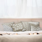 Ambesonne Geometric Throw Pillow Cushion Case Pack of 4, Home Phrase Minimal Zigzag Squama Dahlia Flowers Chevron Tribal, Modern Accent Double-Sided Digital Printing, 18", Cocoa White Charcoal Grey