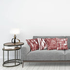 Ambesonne Vintage Throw Pillow Cushion Case Pack of 4, Abstract Grunge Effect Brushstrokes and Waving Striping Stains Paisley Drops, Modern Accent Double-Sided Digital Printing, 24", Maroon Rust White