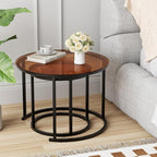 aboxoo Nesting Coffee Table Set of 2, Small Round Glass Nesting Tables for Living Room Bedroom, Accent Tea Table with Metal Frame Modern Industrial Simple