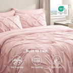 Bedsure California King Comforter Set Pink - Bed in a Bag Cal King Bedding Set 7 Pieces, GentleSoft™ Pintuck Bed Set Gift for Family, Pinch Pleat Pink Comforter with Sheets, Pillowcases & Shams