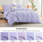 HYMOKEGE Light Purple Twin XL Comforter Set Seersucker 5 Pieces, All Season Luxury Bed in a Bag for Bedroom, Bedding Set with Comforter, Sheets, Pillowcase & Sham
