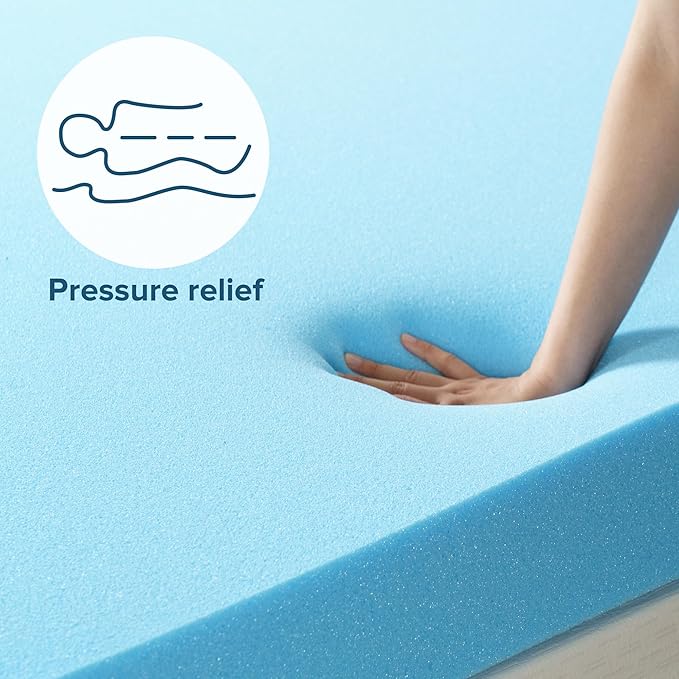 ZINUS 2 Inch Green Tea Cooling Gel Memory Foam Mattress Topper, Smaller, More Convenient WonderBox Packaging, Cooling Gel Foam, CertiPUR-US Certified, Queen