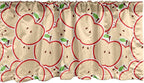 Ambesonne Fruits Window Valance, Modern Illustration Fruit from Abstract Cartoon Drawing Outline Look, Curtain Valance for Kitchen Bedroom Decor with Rod Pocket, 54" X 18", Apple Green Beige and Red