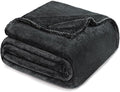 Exclusivo Mezcla Fleece Blanket Queen Size for Bed, Super Soft and Warm, All Season Use, Cozy, Plush, Lightweight, 90x90 Inches, Dark Grey