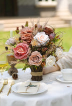 Artificial Flowers Combo Silk Mix Fake Flowers Leaf for DIY Wedding Bouquets Floral Centerpieces for Tables and Chairs Party Baby Shower Home Decorations(Coffee)