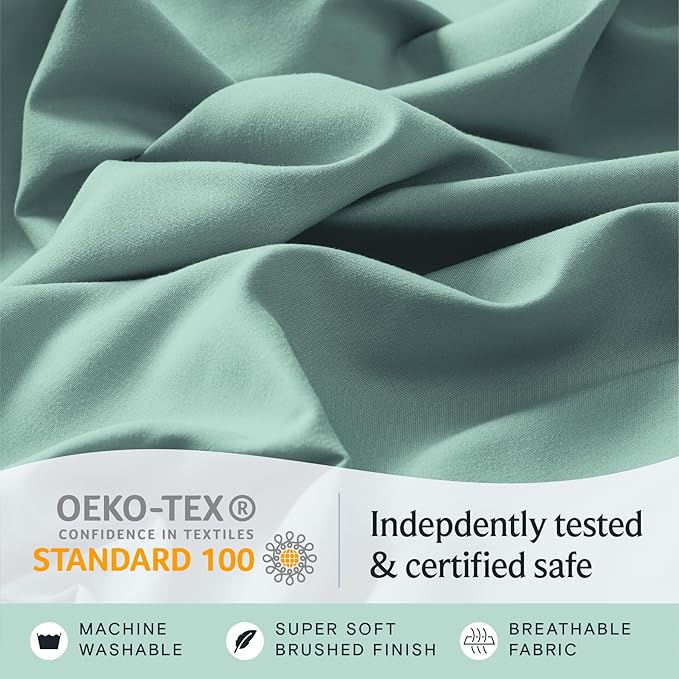 LuxClub 5 PC Split King Sheet Set Bed Sheets Deep Pockets Wrinkle Free Cooling Sheets Machine Washable Hotel Bedding Silky Soft - Light Teal Split King