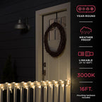 UltraPro LED Rope Lights, 16ft Classic Clear Rope, Warm White Light 3000K, Indoor/Outdoor, Flexible, Linkable, Durable, Rope Lights Outdoor, 54503