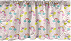 Ambesonne Cartoon Window Valance Pack of 2, Pastel Rainbows Clouds Raindrops Sky Theme, Rod Pocket Curtain Valances for Kitchen Bedroom, 42" X 12", Rose and Multicolor