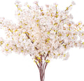 Giegxin Set of 8 Silk Cherry Blossom Branches Cherry Blossom Tree Stems Long Stem Artificial Flowers for Tall Vase Flowers for Home Wedding Vase Floral Arrangements, 39.37 Inch(White)