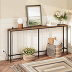 63" Console Table with Power Outlet, Narrow Sofa Industrial Entryway Behind Couch Table with USB Ports for Entryway, Hallway, Foyer, Living Room, Bedroom, Rustic Brown CTHR16E01Z