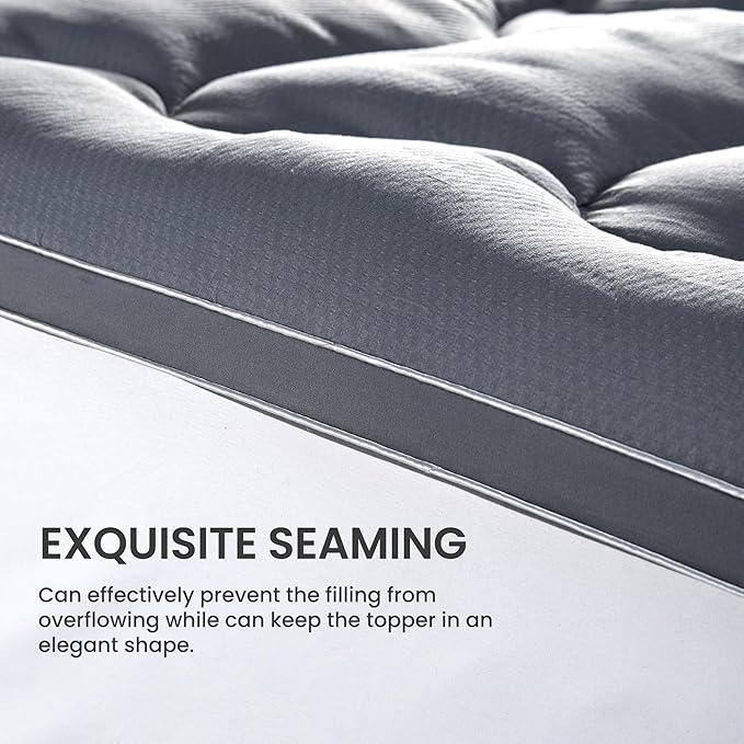 SLEEP ZONE King Size Mattress Topper Cooling Mattress Pad Cover Super Fluffy Down Alternative Bed Mattress Topper 8-21 Inch Deep Pocket, King