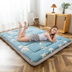 MAXYOYO Floral Printed Futon Mattress, Japanese Floor Mattress Quilted Bed Mattress Topper, Extra Thick Folding Sleeping Pad Breathable Floor Lounger Guest Bed for Camping Couch, Full Size