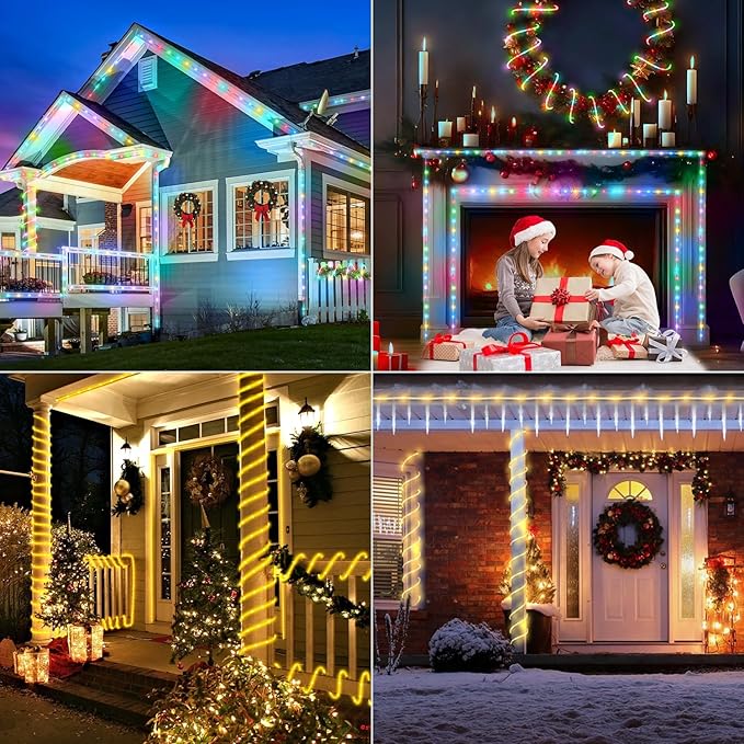300 LED Rope Lights Outdoor String Lights Plug in, 100ft Warm White & Color Changing Christmas Lights Outdoor, Fairy Lights with Remote, Rope Lighting Waterproof for Garden Balcony(Not Connectable)
