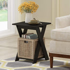 FURINNO Modern Simplistic End Table, 1-Pack Without Tray, Espresso