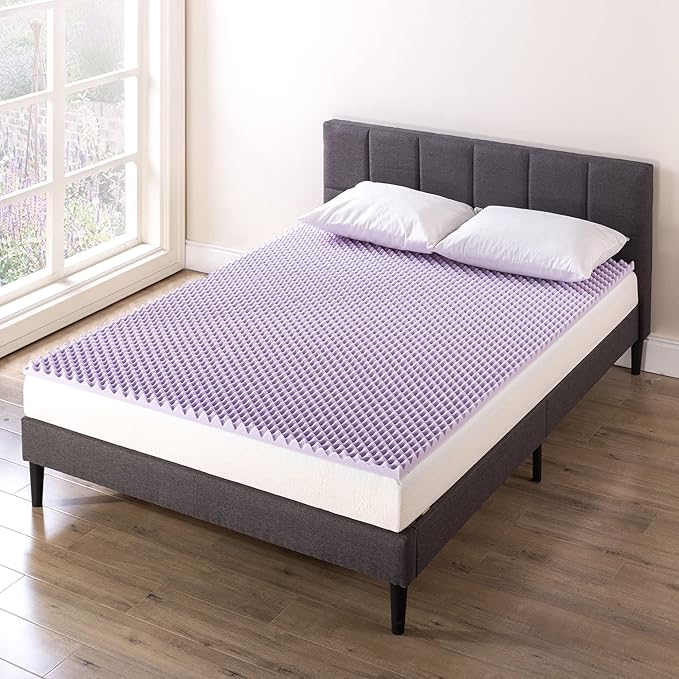 Best Price Mattress 1.5 Inch Egg Crate Memory Foam Mattress Topper with Soothing Lavender Infusion, CertiPUR-US Certified, Dorm Essentials, Twin