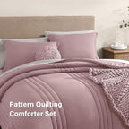 Monbix King Size Comforter Set - 7 Pieces Bed in a Bag King, Zephyr Bedding Sets with Comforter, All Seasons Down Alternative Comforter Bed Set with Sheets, Pillowcases & Shams