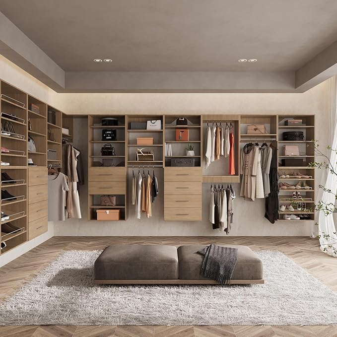 ROOMTEC 31.5" 2 Drawer Short Tower Closet Unit, Modular Closet System with Drawers and Shelf, Wardrobe Organizer for Bedroom or Walk-in Closet, Wall Mounted, Customizable Clothes Storage Unit, Wood