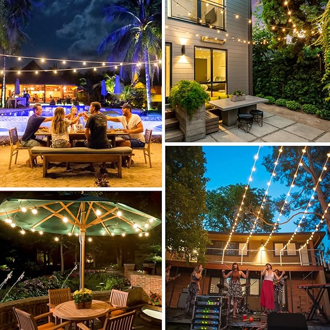 25FT Outdoor G40 LED Globe String Lights Dimmable Waterproof Shatterproof Light Strings with 13 Bulbs Connectable Commercial Hanging Lights for Christmas Patio House Backyard Balcony Party