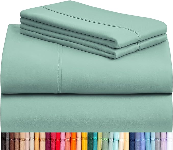 LuxClub 4 PC California King Sheet Set, Breathable Luxury Bed Sheets, Deep Pockets Wrinkle Free Cooling Sheets Machine Washable Hotel Bedding Silky Soft - Light Teal Cal King