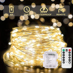 suddus 66ft 200 LED Outdoor String Lights, Warm White Christmas Fairy Light Battery Operated with Remote, Led Twinkle Lights for Bedroom, Dorm, Patio, Fireplace, Backyard, Garden, Xmas, Party, Indoor