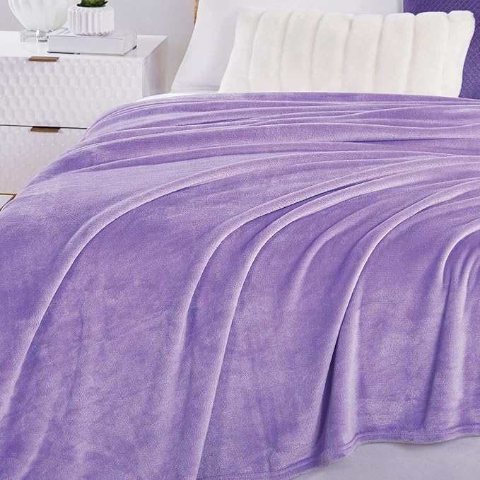 Walensee Fleece Blanket Plush Throw Fuzzy Lightweight (Throw Size 50x60 Lavender) Super Soft Microfiber Flannel Blankets for Couch, Bed, Sofa Ultra Luxurious Warm and Cozy for All Seasons