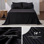 Bedsure King Size Comforter Set Black - Bed in a Bag Bedding Set 7 Pieces, GentleSoft™ Pintuck Bed Set Gift for Family, Pinch Pleat Black Comforter with Sheets, Pillowcases & Shams