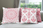 Ambesonne Retro Throw Pillow Cushion Case Pack of 4, Trellis Grid Medieval Floral Damask Mandala Flower Ornament in Modern Monochrome, Modern Accent Double-Sided Digital Printing, 24", Pastel Pink