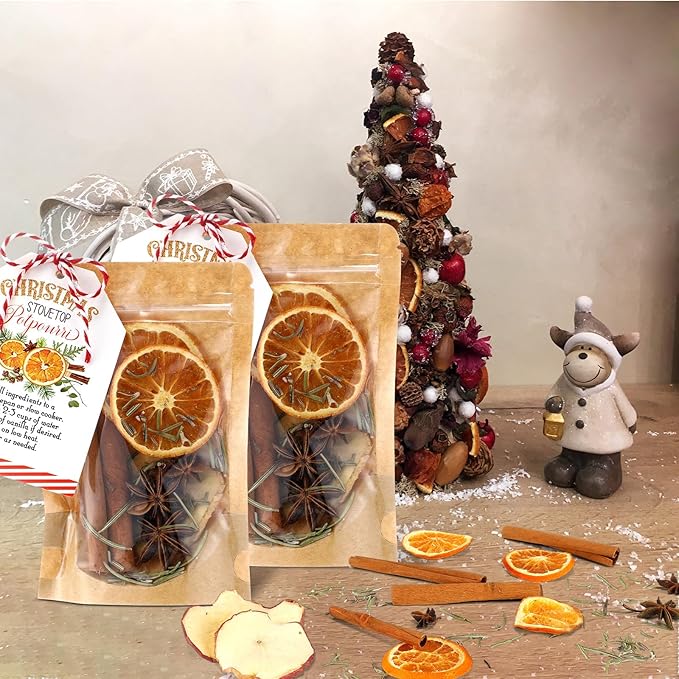 6 Pack Christmas Potpourri Simmer Pot Kit Christmas Stovetop Potpourri with Apple, Orange, Cinnamon and Illicium Verum Air Freshener Sachet for Xmas Home Fragrance Housewarming Hostess Gifts