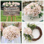 AVIVIHO 65pcs Fake Flowers Beige Hydrangea Artificial Flowers Bulk Realistic Hydrangeas Silk Flowers with Stems for Western Boho Decor, Rustic Flowers Home Weddings,Party Table Decorations