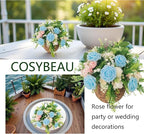 Artificial Rose Flowers 25pcs, Light Blue Foam Fake Rose Faux Flower for Wedding Bouquets Bridal Shower Centerpieces Floral Arrangements Home Decorations Party Backdrops Table