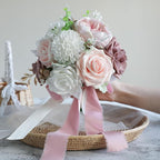ponatia Dusty RoseWedding Bouquets for Bride Bridesmaid, Blush Pink Wedding Artificial Roses Flowers for Wedding Bouquets Ceremony, Anniversary (Dusty Rose & Blush)