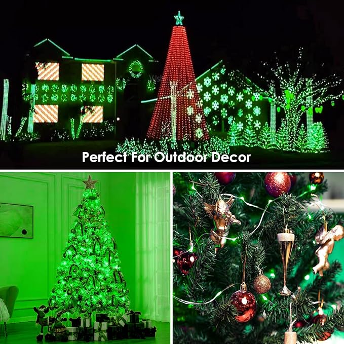 4 Pack 100 LED Fairy Lights Battery Operated with Remote, 33FT Waterproof Twinkle Lights with Timer & 8 Modes, Fairy String Lights Outdoor Indoor for Bedroom St Patrick's Day Decor (Green)